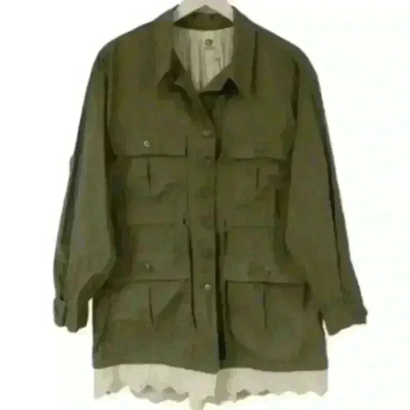 ANTHROPOLOGIE TINY CHARLIE EYELET UTILITY GORPCORE JACKET MOSS GREEN SIZE S - Picture 2 of 13